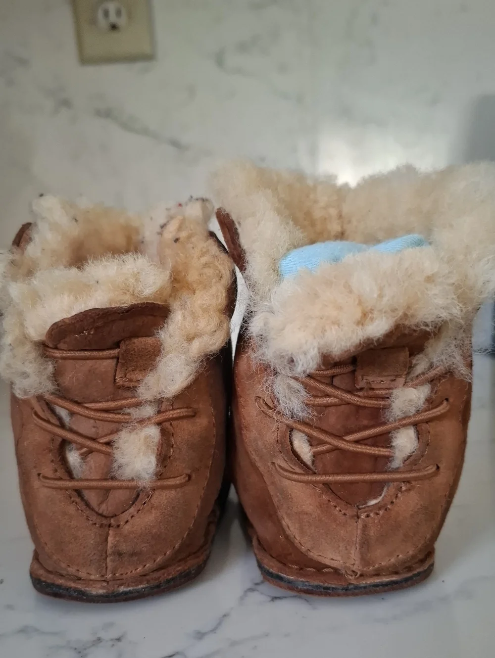 UGG Baby Chestnut Suede Shearling-Lined Slippers